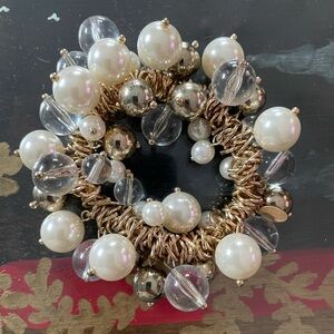 Stretch bracelet with faux pearl, gold and clear baubles from Chico’s